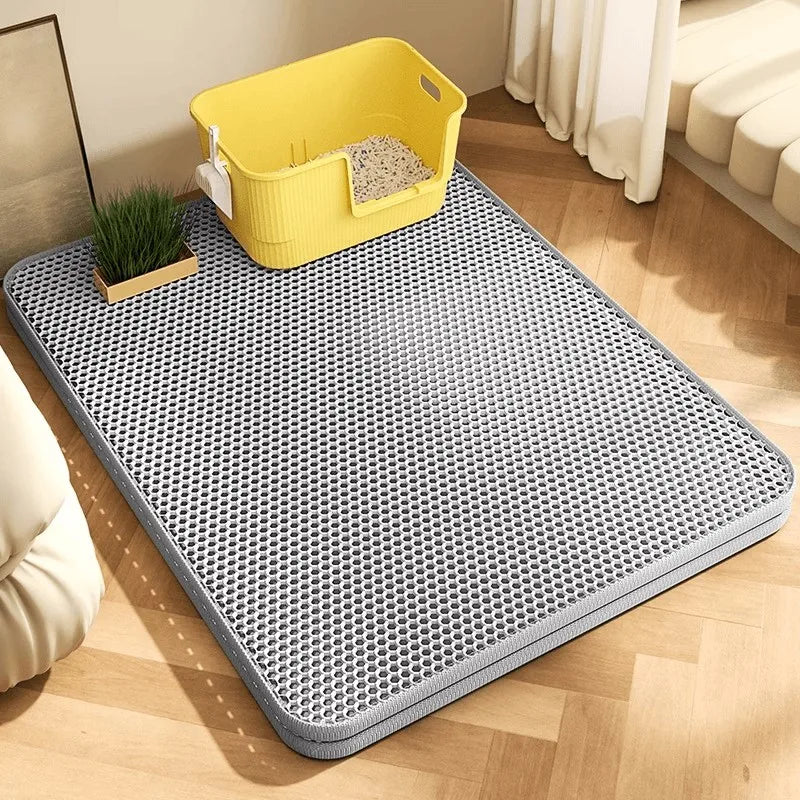 Tapis Litière Chat XXL – Anti-Grains, Imperméable, Antidérapant & Lavable