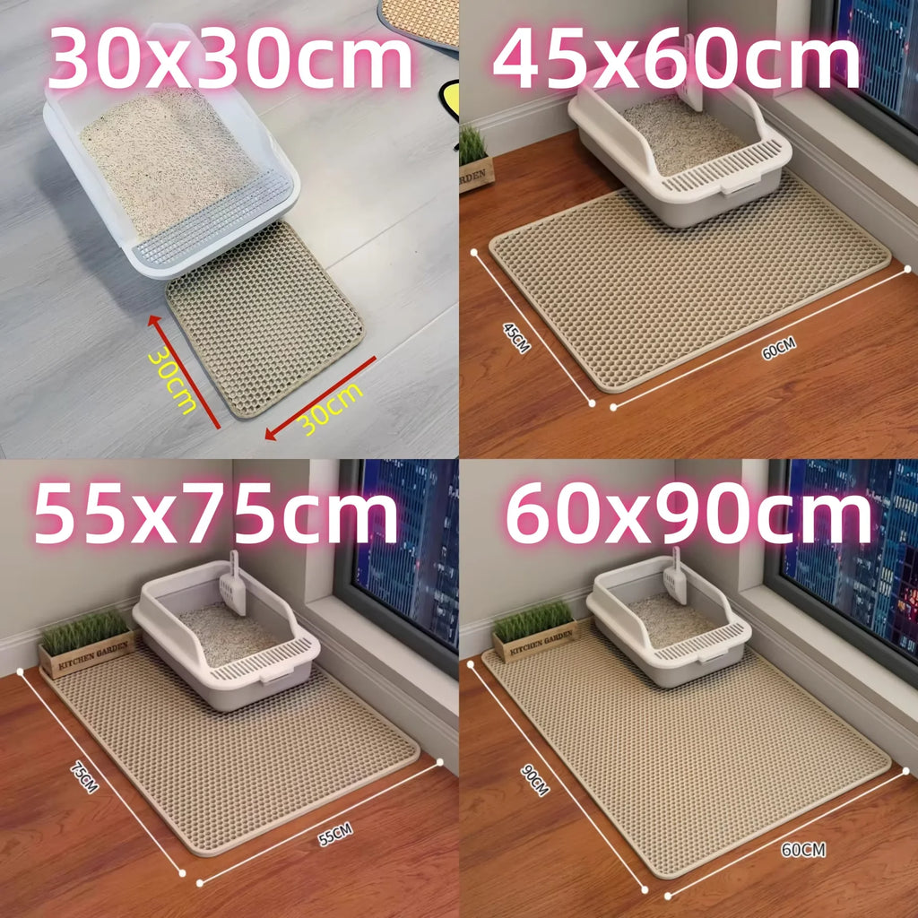 Tapis Litière Chat XXL – Anti-Grains, Imperméable, Antidérapant & Lavable