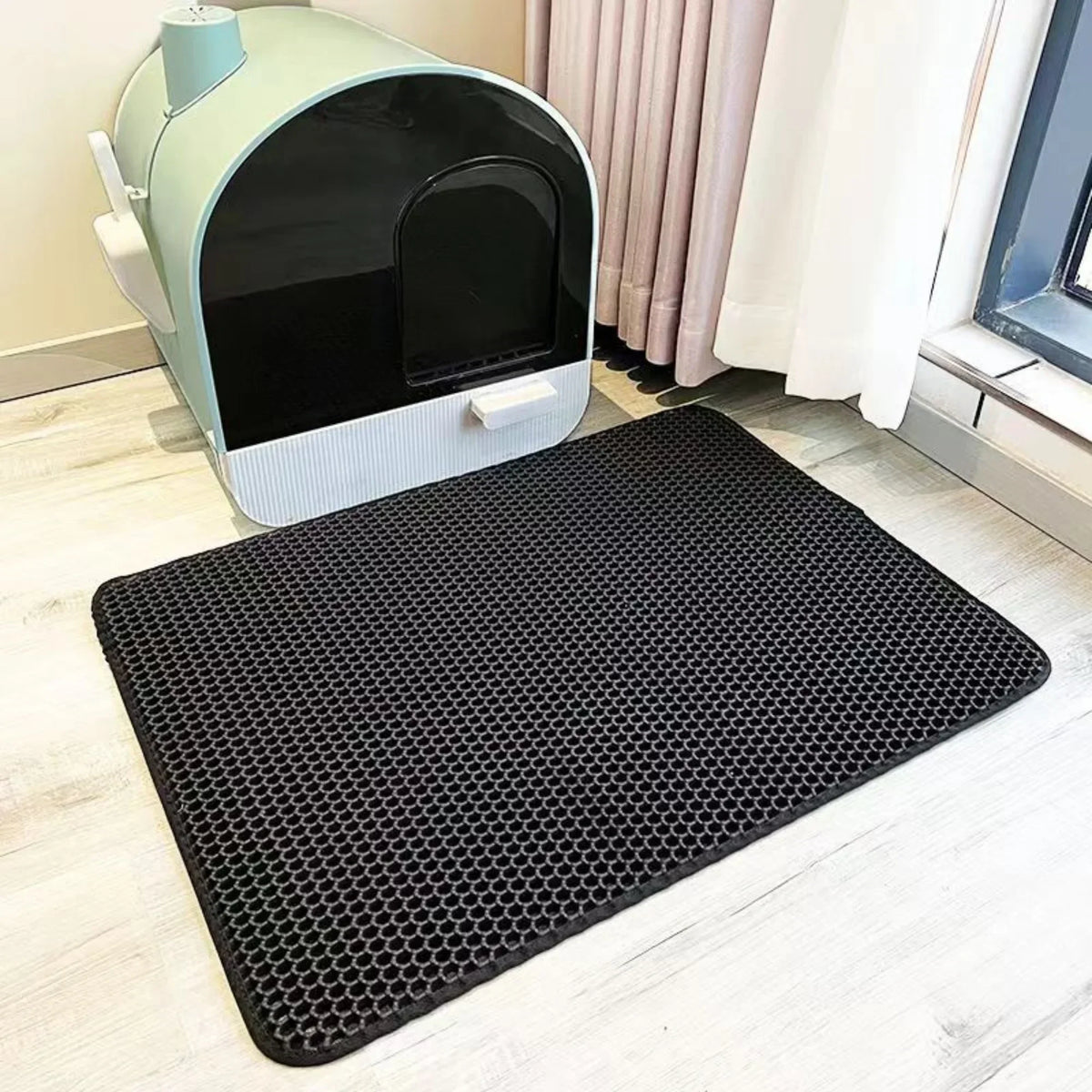 Tapis Litière Chat XXL – Anti-Grains, Imperméable, Antidérapant & Lavable